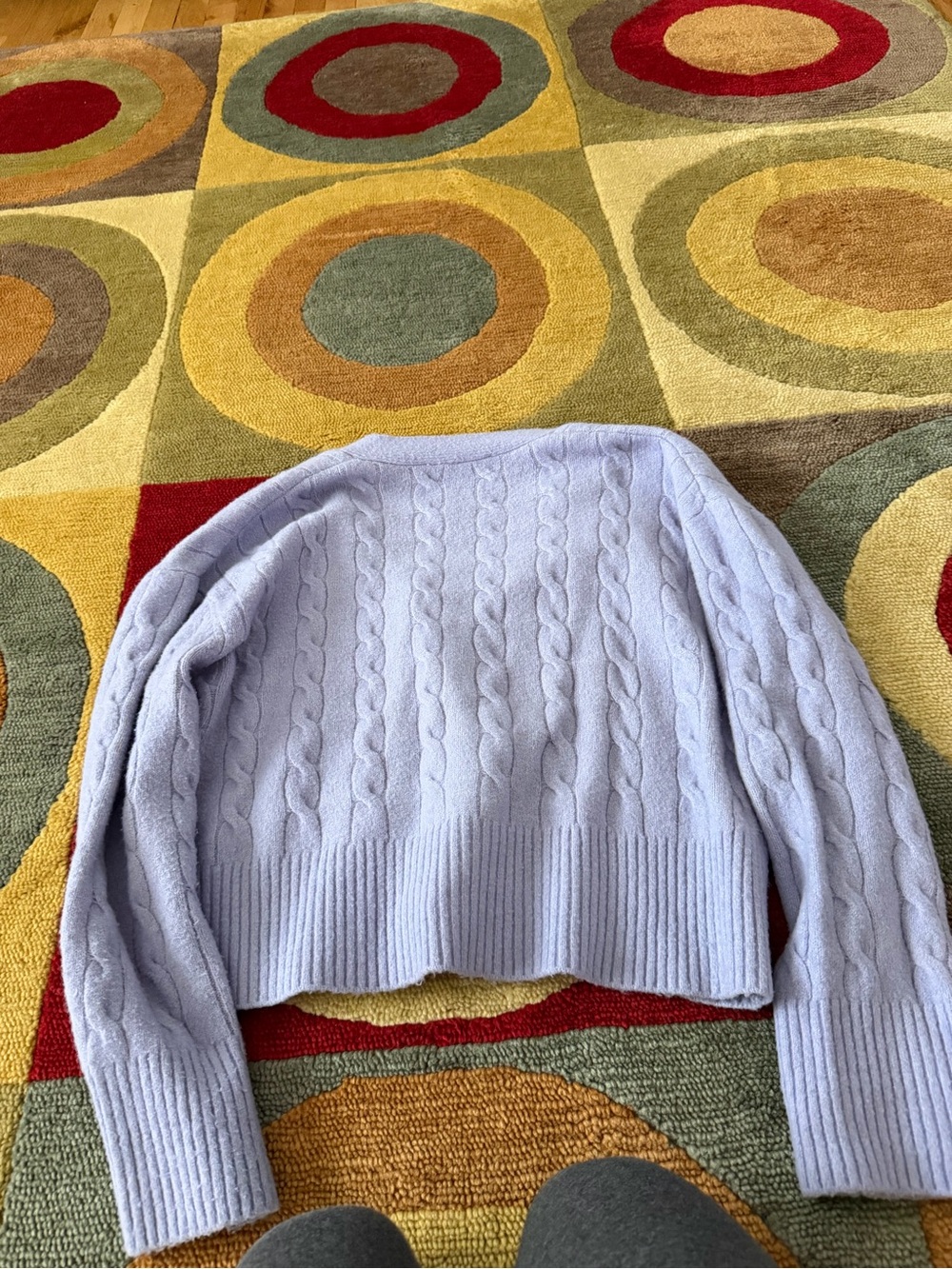 Zara Women Lavender Purple Cable Knit Cropped Cardigan Sweater Oversized Small - Picture 4 of 4